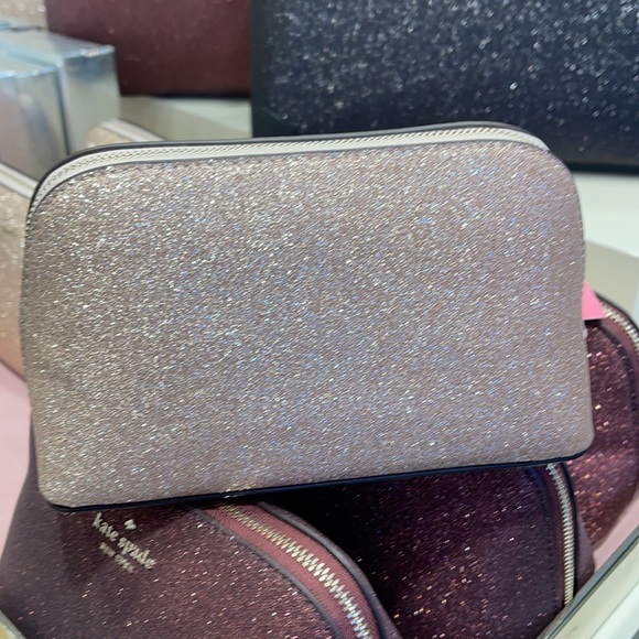 Kate Spade Shimmy glitter fabric cosmetic makeup bag - Picture 4 of 6